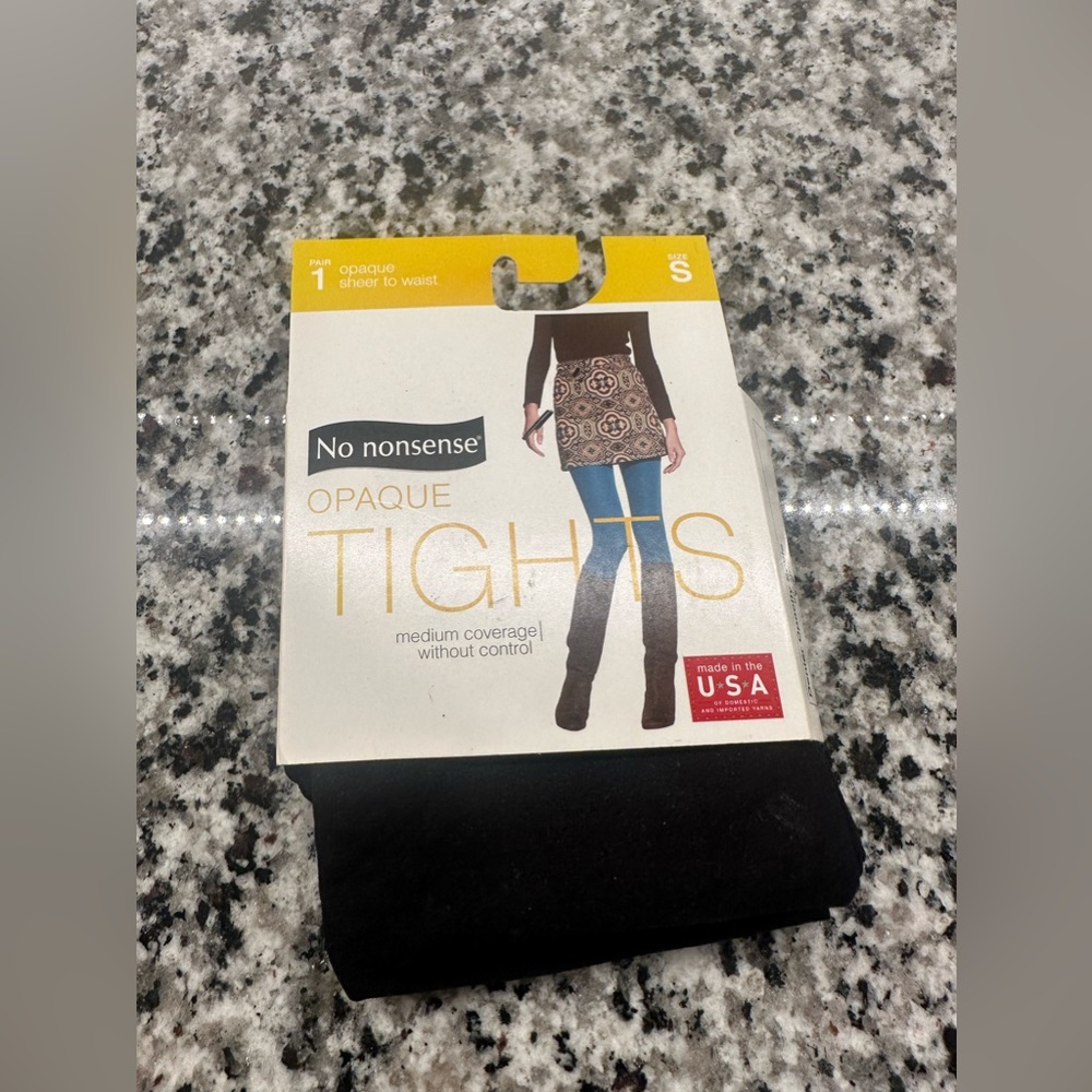 NEW Women’s Size SMALL Black Opaque Tights Sheer to Waist